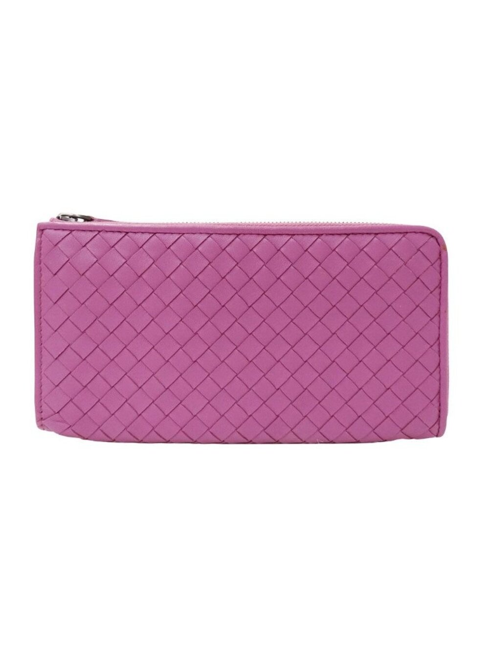 Bottega Veneta Wallet Intrecciato Leather Purple L-shaped Zipper Braided Simple